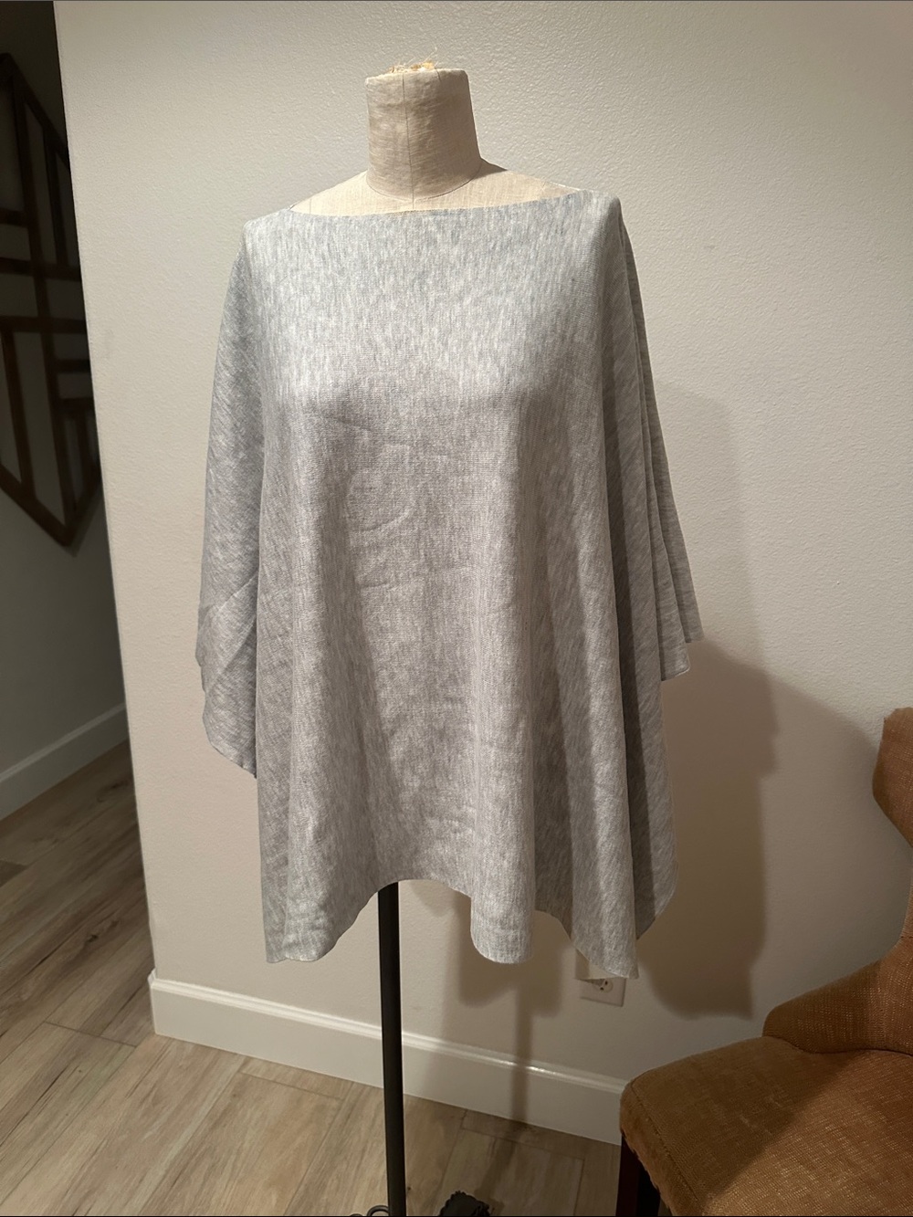 Ann Taylor Light Gray Draped Poncho Top